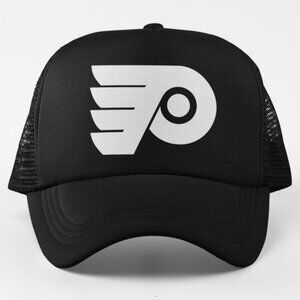 NEW Philadelphia Flyers White Logo Foam Trucker Mesh Snapback Hat BLACK